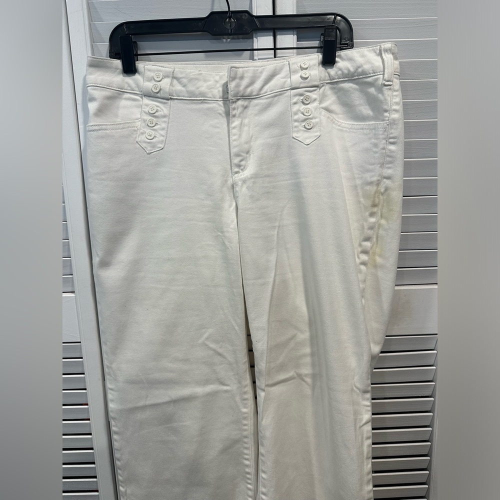 Solid white Chadwicks sailor design wide leg jean pants size 12 P